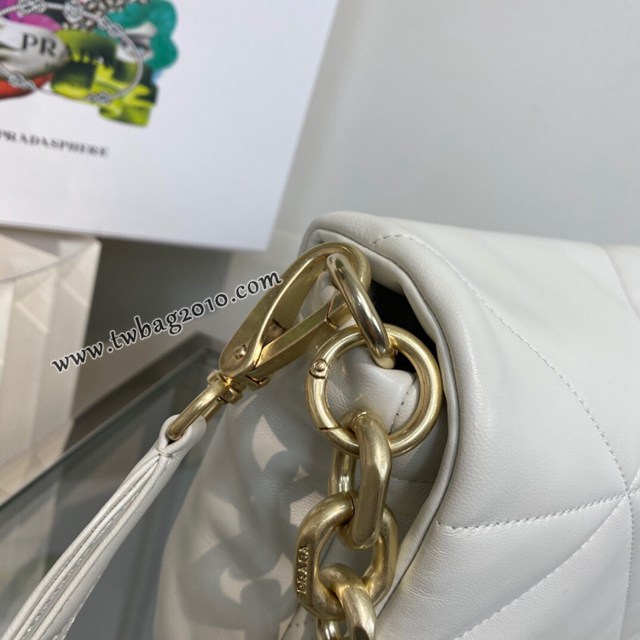 Prada專櫃最新款純手工菱形拼接圖案女包 1BD306 普拉達全羊皮翻蓋壓花斜挎包 csp1591